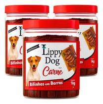 Kit 3 Bifinho Carne 1kg Petisco Snack Cães Premium Pet Dog