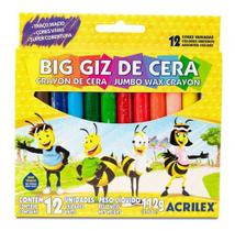 Kit 3 Big Giz De Cera Colorido Jumbo Acrilex - 12 Unidades - 09111