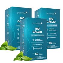 Kit 3 Bio Cálcio Marinho + Minerais Vitaminas D3 K2 PuraVida