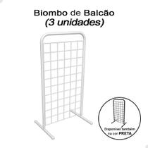 Kit 3 Biombo Expositor Mini De Balcão Aramado 60cm Loja Branco