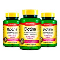 Kit 3 Biotina Cabelo Unhas E Vitaminas + Acido Fólico 60 Capsulas Sabor Sem sabor Sabor:Sem sabor