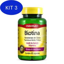 Kit 3 Biotina Firmeza e Crescimento Maxinutri 60 Cápsulas