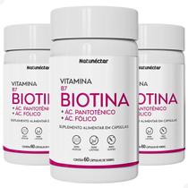 Kit 3 Biotina Suplemento Alimentar Acido Fólico Vitamina Saúde Cabelos e Unhas Original 180 Capsulas