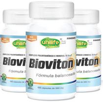 Kit 3 Bioviton Suplemento de Vitaminas e Minerais Unilife 60 Cápsulas