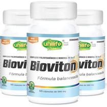 Kit 3 Bioviton Vitaminas E Minerais Unilife 60 Cápsulas