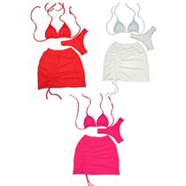 Kit 3 Biquíni Com Saia peças Brilhante Premium - Praia