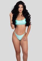 Kit 3 Biquínis Top Faixa Bella Fiore Canelado Liso Costa Nua Com Bojo Removível