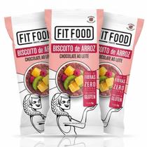Kit 3 Biscoito de Arroz c/ Chocolate ao Leite FIT FOOD 60g