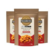 Kit 3 Biscoito de Arroz Vicente Só Sabor Pimenta 100g Snack Crocante Lanche Rápido Kit 3 Biscoito de Arroz Vicente Só Sabor Pimenta 100g Snack Crocante Lanche Rápido