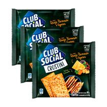 Kit 3 Biscoito Salgado Club Social Crostini Queijo Parmesão e Vegetais 80g Kit 3 Biscoito Salgado Club Social Crostini Queijo Parmesão e Vegetais 80g