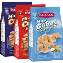 Kit 3 biscoito wafer balocco avelã baunilha chocolate 125g Kit 3 biscoito wafer balocco avelã baunilha chocolate 125g