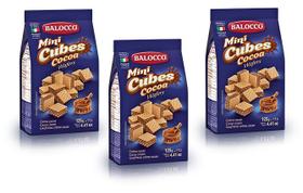 Kit 3 biscoito wafer cocoa balocco mini cubo chocolate 125g