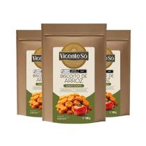 Kit 3 Biscoitos de Arroz Vicente Só Sabor Tomate 100g Crocante Snack Sem Glúten