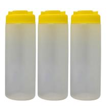 Kit 3 Bisnaga Dosadora Amarelo Profissional Molhos 600ml Kit 3 Bisnaga Dosadora Amarelo Profissional Molhos 600ml