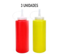 Kit 3 Bisnaga Original Para Molhos Ketchup Maionese Lanches