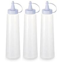 Kit 3 Bisnagas Plásticas Grandes 400ml para Molhos Maionese Plasvale Lanchonete Bar