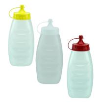 Kit 3 Bisnagas Pote Plástica Maionese Ketchup Mostarda 220ml