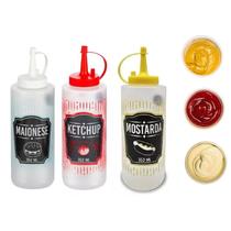 Kit 3 Bisnagas Pote Recipiente Para Maionese Ketchup Mostarda 350ml Kit 3 Bisnagas Pote Recipiente Para Maionese Ketchup Mostarda 350ml
