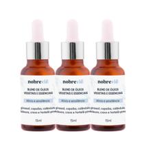 Kit 3 Blend de Óleos Essenciais para Unhas Analgesia Alívio da Dor Emoliente Nobrevie 15ml