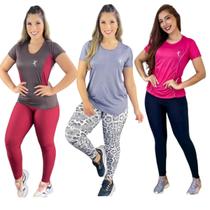 Kit 3 Blusa Academia Feminina DryFit Camisa Fitness Leve e Confortável
