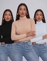 Kit 3 Blusa Blusinha Vicolycra Cacharrel Manga Longa Social Kit 3 Blusa Blusinha Vicolycra Cacharrel Manga Longa Social