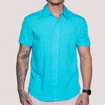 Kit 3 Blusa de linho Camisa Masculina para verão praia manga curta fresca moda