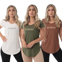 Kit 3 Blusa Feminina Academia Fitness Action