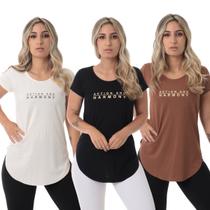 Kit 3 Blusa Feminina Academia Fitness Action Kit 3 Blusa Feminina Academia Fitness Action