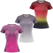 Kit 3 Blusa Feminina Academia Fitness Caminhada Treino Beach tennis Musculação Dry fit ante suor Kit 3 Blusa Feminina Academia Fitness Caminhada Treino Beach tennis Musculação Dry fit ante suor