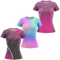 Kit 3 Blusa Feminina Caminhada Fitness Camisa Dry Fit Leve Confortável Treino Corrida Academia