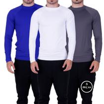 Kit 3 Blusa Fitness Térmica Segunda Pele Blusa Proteção Solar UV 50+ Academia Masculina