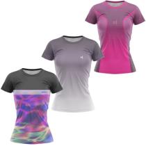 Kit 3 Blusa para Academia Fitness Academia Caminhada Esportiva Dry Fit UV Treino
