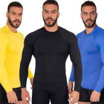 KIT 3 Blusa Térmica Proteção UV Poliamida Vekyo Frio Manga Longa Segunda Pele Moda Fitness