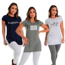 Kit 3 Blusas Academia Longa Vest Leg