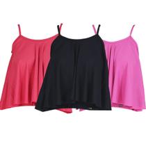 Kit 3 Blusas Camiseta Regata Godê Ribana