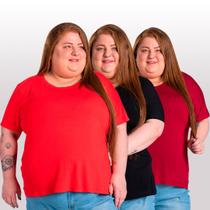 Kit 3 Blusas Comfort Básica em Malha de Viscose com Elastano G5 a G8 Kit 3 Blusas Comfort Básica em Malha de Viscose com Elastano G5 a G8