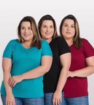 Kit 3 Blusas Comfort Básica em Malha de Viscose com Elastano Kit 3 Blusas Comfort Básica em Malha de Viscose com Elastano