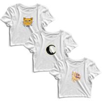 Kit 3 Blusas Cropped Tshirt Camiseta Feminina Blusinha