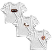 Kit 3 Blusas Cropped Tshirt Camiseta Feminina Blusinha