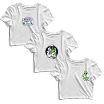Kit 3 Blusas Cropped Tshirt Camiseta Feminina Blusinha