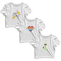 Kit 3 Blusas Cropped Tshirt Camiseta Feminina Blusinha Kit 3 Blusas Cropped Tshirt Camiseta Feminina Blusinha