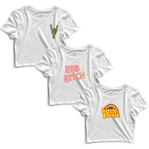 Kit 3 Blusas Cropped Tshirt Camiseta Feminina Blusinha