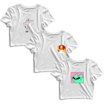 Kit 3 Blusas Cropped Tshirt Camiseta Feminina Blusinha