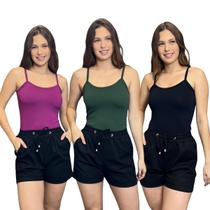 Kit 3 Blusas Feminina Alcinha Regata Basica Tendência Verão