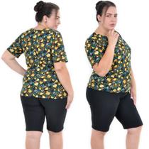 Kit 3 Blusas Feminina plus size liganete confortável estampa sortida