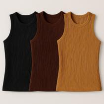 Kit 3 Blusas Feminina Ribana Algodão Premium