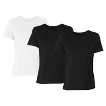 Kit 3 Blusas Feminina Tshirt Camiseta DF Manga Curta Algodão Básica Lisa Premium