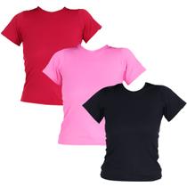 Kit 3 Blusas Femininas Manga Curta Ribana