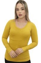 Kit 3 Blusas Femininas Moda Básica Segunda Pele Cacharrel Decote V Manga Longa Estação Inverno Aristem Roupas de Frio