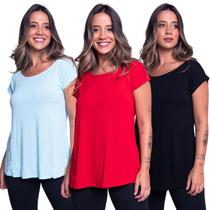 Kit 3 Blusas Fitness Vekyo Modas Feminina Manga Curta Roupa de Academia Respiravel Confortável